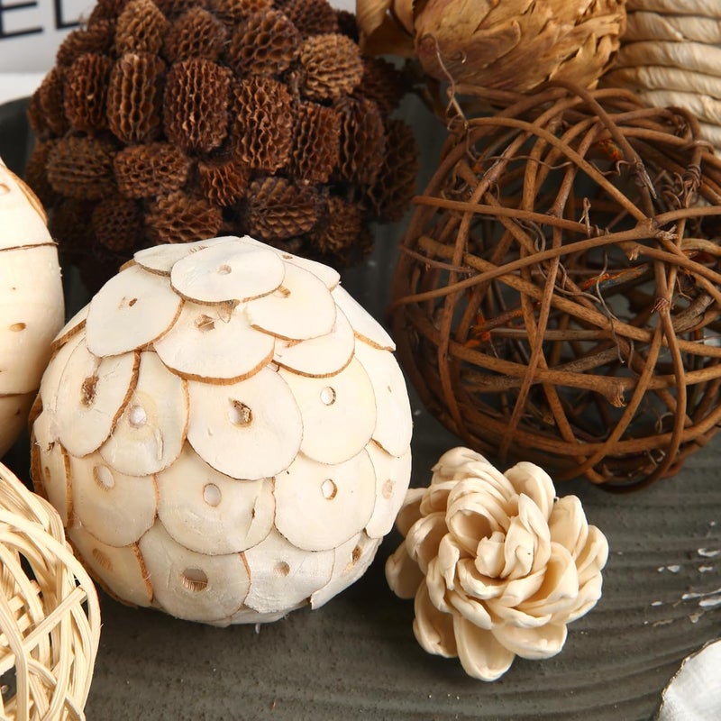 CIR OASES Decorative Bowl & Vase Filler Balls for Home Decor, Set of 6 PCS Natural Tone Rattan Wicker Balls Centerpieces Decoration, Decorative Orbs Vase Bowl Filler for Table Centerpieces - Image 5
